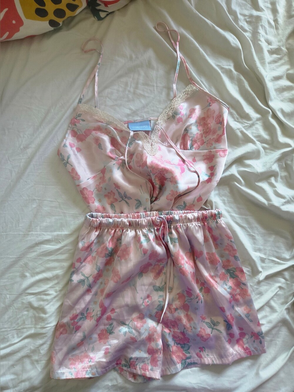 Women's Pink Floral Satin Cami & Short Sleep Set